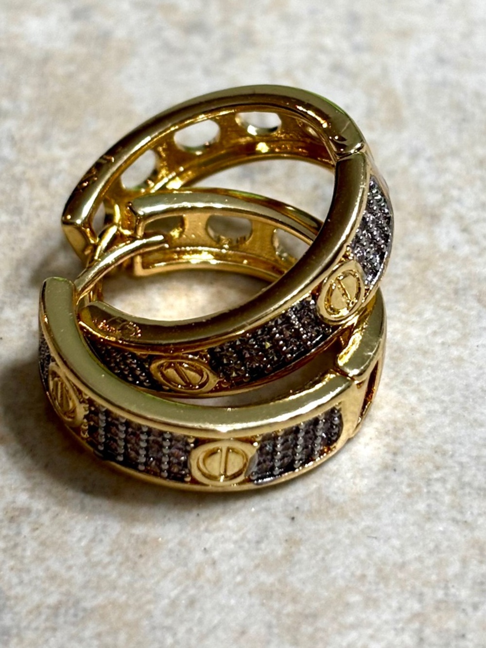Adina Eden Gold Crystal Pave Hoop Earrings - Picture 7 of 9